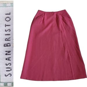 SZ10 Linen Blend Red Vintage Deadstock Susan Bristol Skirt Garden Girl